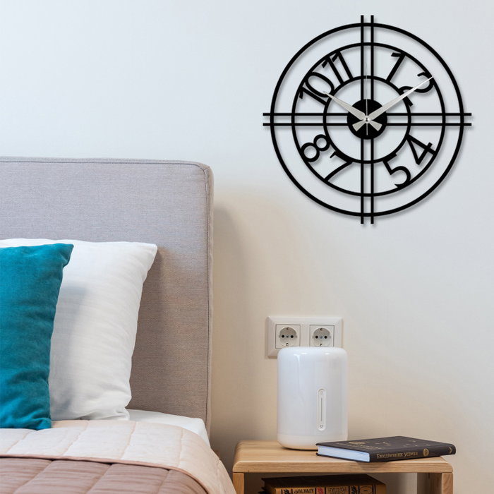 Wallity Enzoclock - S010 Reloj de Pared Decorativo Negro de Metal